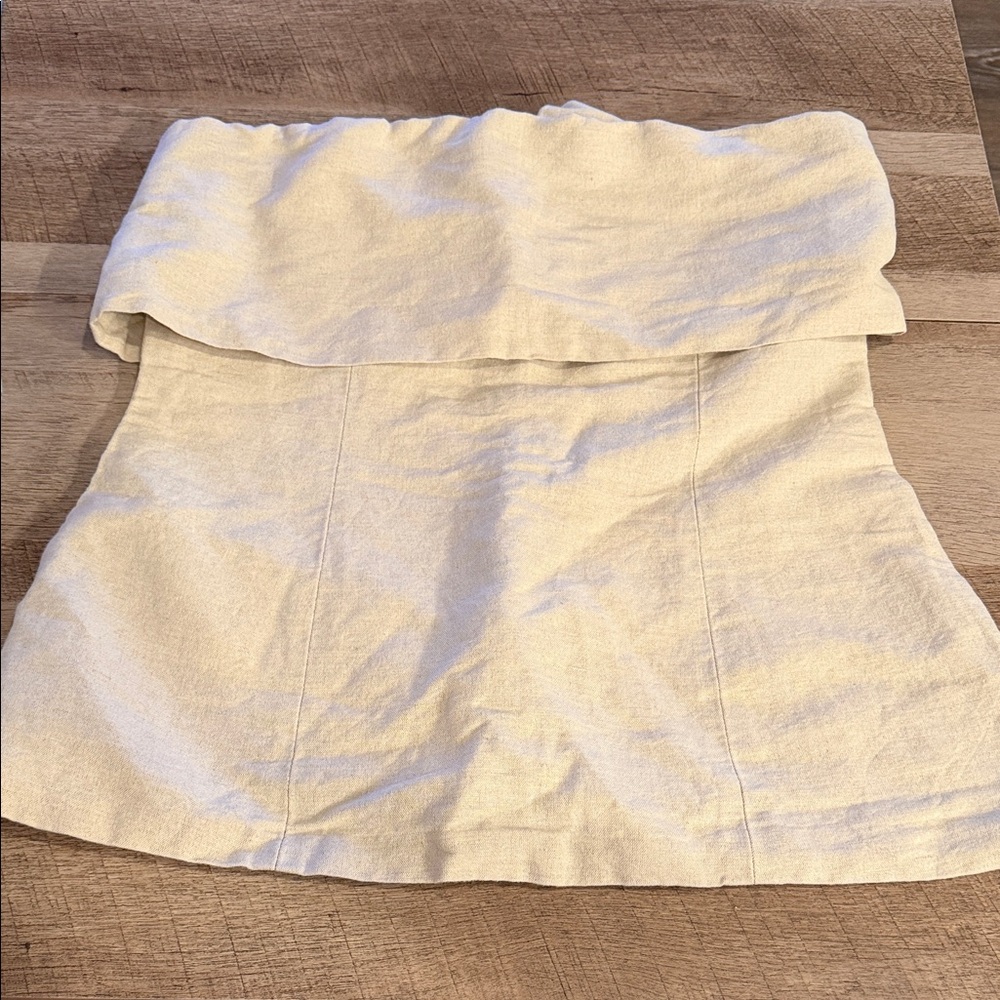 Strapless Linen-Blend Women's Top in Cream